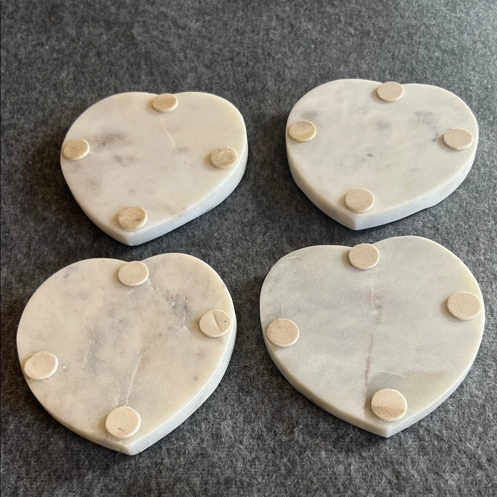Heart-Shaped Marble Coasters Set of 4